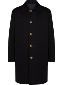 ( Nouvelle Collection ) Versace Manteau Réversible à Simple Boutonnage 1B000 BLACK