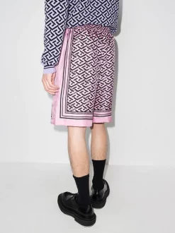 ( Nouvelle Collection ) Versace Short En Soie à Imprimé Greca 5P210 CANDY BLACK -Pas Cher Versace Boutique 17513346 37992966 600