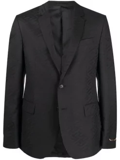 Versace Blazer La Greca à Simple Boutonnage 1B000 BLACK