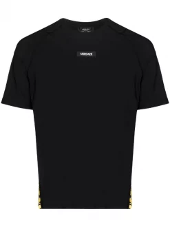 ( Nouvelle Collection ) Versace 5B010 BLACK PRINT T-shirt à Empiècements Barocco Homme