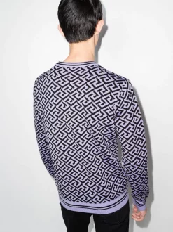 ( Nouvelle Collection ) Versace 5L160 ORCHID BLACK Pull à Motif Greca Signatre Homme -Pas Cher Versace Boutique 17515023 37987716 600