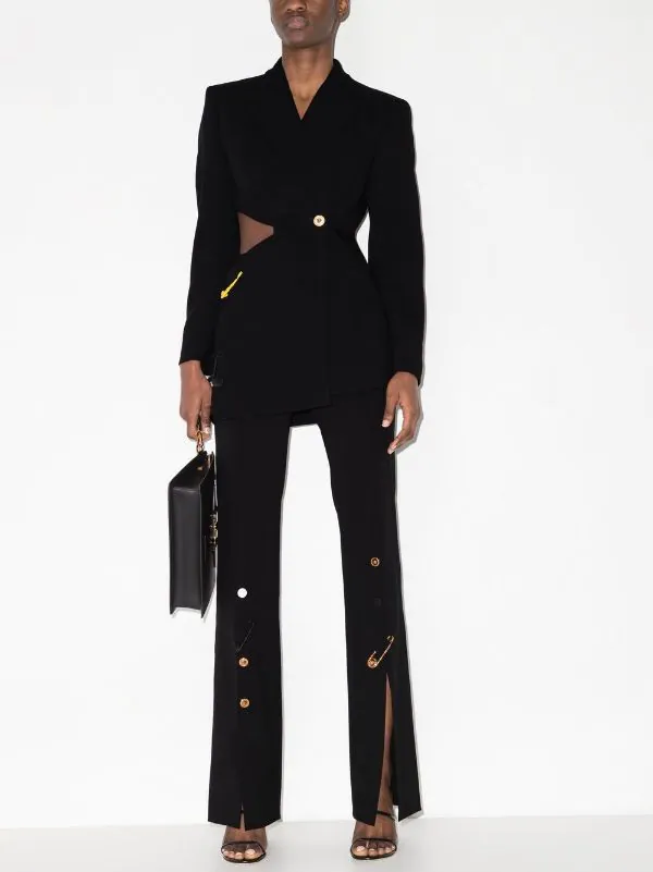 ( Nouvelle Collection ) Versace 1B000 Blazer Safety Pin à Découpes Femme 2 ( Nouvelle Collection ) Versace 1B000 Blazer Safety Pin à Découpes Femme – Image 2