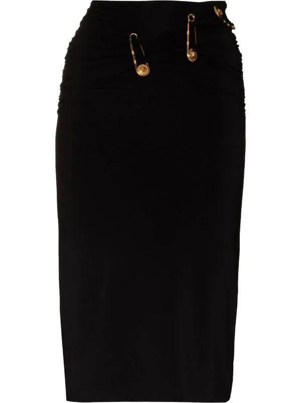 ( Nouvelle Collection ) Versace 1B000 BLACK Jupe Crayon Safety Pin à Fronces Femme 1 ( Nouvelle Collection ) Versace 1B000 BLACK Jupe Crayon Safety Pin à Fronces Femme
