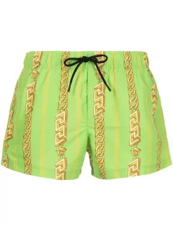 ( Nouvelle Collection ) Versace 5G110 Short De Bain à Imprimé Chaîne Homme