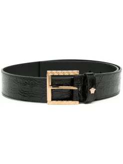 ( Nouvelle Collection ) Versace Ceinture En Cuir à Effet Peau De Crocodile Homme