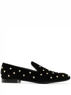 ( Nouvelle Collection ) Versace Mocassins En Daim à Détails De Clous 1B00V