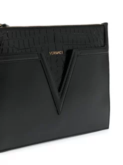 ( Nouvelle Collection ) Versace 1B00V Pochette En Cuir à Effet Peau De Crocodile Homme -Pas Cher Versace Boutique 17547342 38356344 600