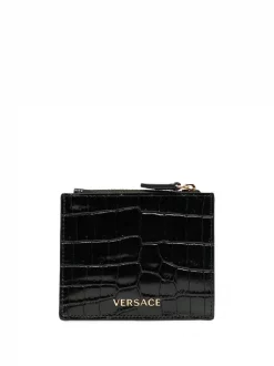 ( Nouvelle Collection ) Versace Portefeuille En Cuir à Effet Peau De Crocodile Homme