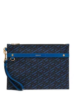 ( Nouvelle Collection ) Versace Pochette Greca En Cuir à Motif Monogrammé 5U48V