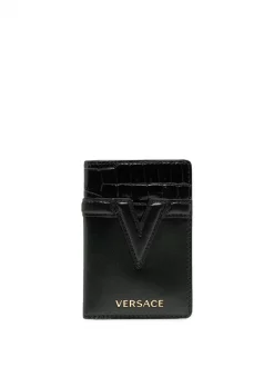 ( Nouvelle Collection ) Versace 1B00V Porte-cartes En Cuir à Logo Embossé Homme
