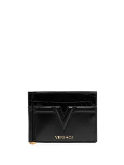 ( Nouvelle Collection ) Versace Portefeuille En Cuir à Logo Embossé 1B00V