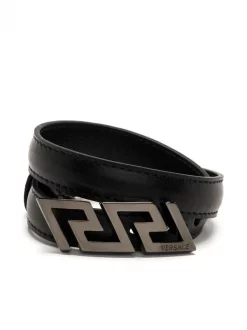 ( Nouvelle Collection ) Versace Bracelet GV Greca En Cuir 1B00E