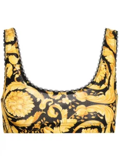 Versace Soutien-gorge En Coton à Imprimé Barocco 5B000 BAROCCO