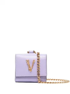 ( Nouvelle Collection ) Versace étui Pour Air Pods Virtus En Cuir Femme
