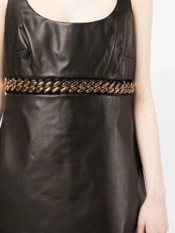 ( Nouvelle Collection ) Versace Robe Courte En Cuir à Détail De Chaîne 1B000 -Pas Cher Versace Boutique 17547717 39021764 600