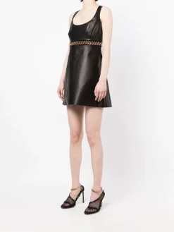 ( Nouvelle Collection ) Versace Robe Courte En Cuir à Détail De Chaîne 1B000 -Pas Cher Versace Boutique 17547717 39022101 600