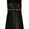 ( Nouvelle Collection ) Versace Robe Courte En Cuir à Détail De Chaîne 1B000