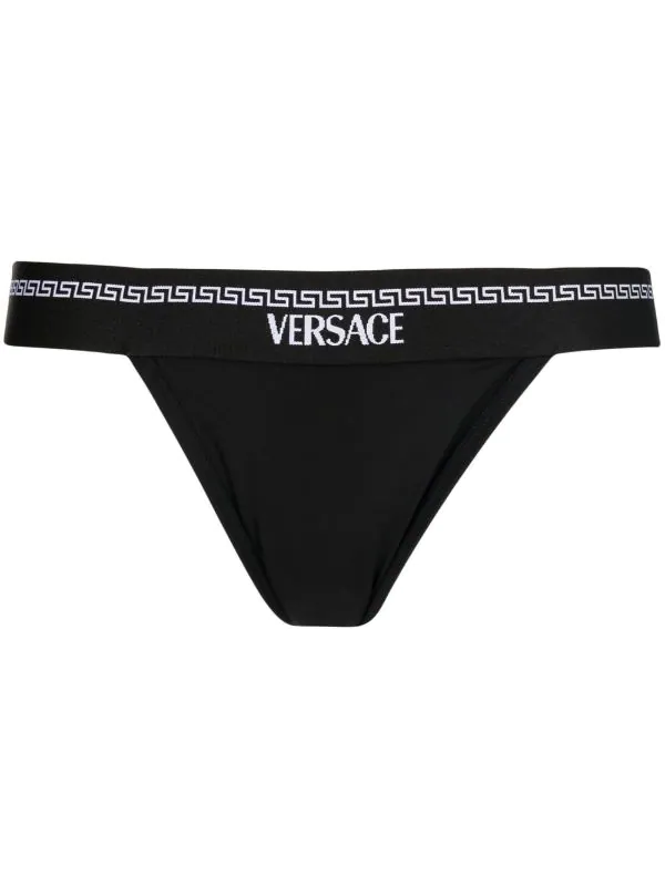 Versace String Greca à Logo Imprimé 1B000 1 Versace String Greca à Logo Imprimé 1B000