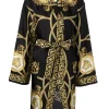 ( Nouvelle Collection ) Versace 5B090 Robe De Chambre En Soie à Imprimé Greca Femme