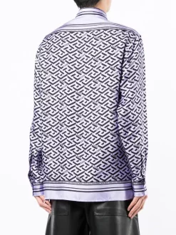 ( Nouvelle Collection ) Versace 5L160 Chemise En Soie à Imprimé Greca Homme -Pas Cher Versace Boutique 17548143 37351853 600