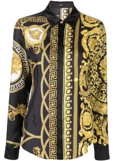 ( Nouvelle Collection ) Versace Chemise En Soie à Imprimé Coupe Des Dieux Femme