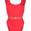 Versace Maillot De Bain à Bande Greca A1203 RED