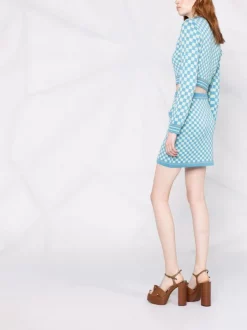 ( Nouvelle Collection ) Versace Pull Crop à Damier 2V450 SKY+MINT -Pas Cher Versace Boutique 17651552 36891237 600