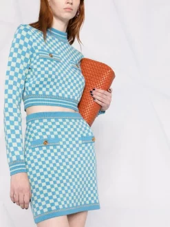 ( Nouvelle Collection ) Versace Minijupe Medusa à Carreaux 2V450 SKY+MIN -Pas Cher Versace Boutique 17651673 36889480 600