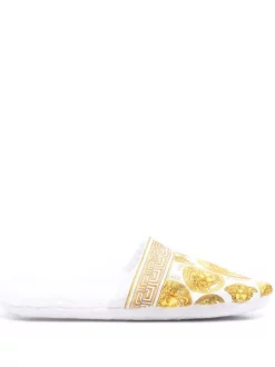 ( Nouvelle Collection ) Versace Chaussons à Motif Medusa Head Z7010 BIANCO-ORO