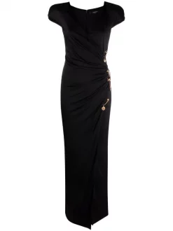Versace Robe Drapée à Détails D'épingles 1B000 BLACK