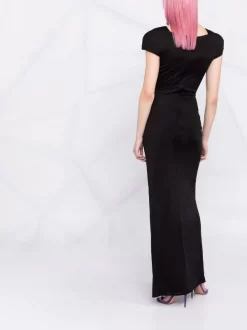 Versace Robe Drapée à Détails D'épingles 1B000 BLACK -Pas Cher Versace Boutique 17663803 37139739 600