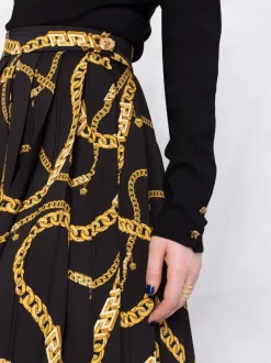 ( Nouvelle Collection ) Versace 5B000 BLACK+GOLD Jupe La Greca à Imprimé Graphique Femme -Pas Cher Versace Boutique 17663828 37138911 600