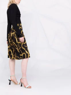 ( Nouvelle Collection ) Versace 5B000 BLACK+GOLD Jupe La Greca à Imprimé Graphique Femme -Pas Cher Versace Boutique 17663828 37139565 600