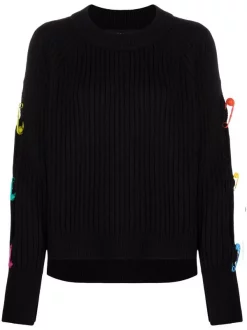 ( Nouvelle Collection ) Versace Pull En Laine à Détails D'épingles 1B000 BLACK