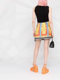 ( Nouvelle Collection ) Versace Minijupe Plissée à Détail Drapé 5L290 DARK ORCHID+SUN -Pas Cher Versace Boutique 17678847 45a5e974 2b20 4483 a561 9caa76693cb3 600