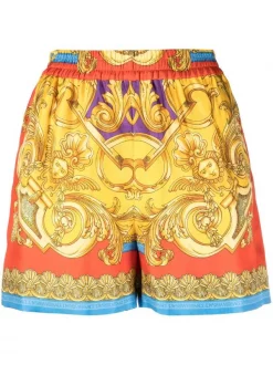 ( Nouvelle Collection ) Versace Short à Imprimé Baroque 5L290 DARK ORCHID SUN