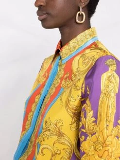 ( Nouvelle Collection ) Versace 5L290 DARKORCKID SUN Chemise En Soie à Imprimé Baroque Femme -Pas Cher Versace Boutique 17678863 38690401 600