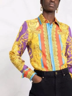 ( Nouvelle Collection ) Versace 5L290 DARKORCKID SUN Chemise En Soie à Imprimé Baroque Femme -Pas Cher Versace Boutique 17678863 38690411 600