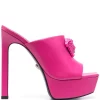 ( Nouvelle Collection ) Versace 1PE80 CERISE Mules La Medusa 150 Mm à Plateforme Femme