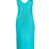 Versace Robe Mi-longue Medusa En Latex 1V560 TURQUOISE