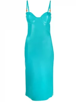 Versace Robe Mi-longue Medusa En Latex 1V560 TURQUOISE