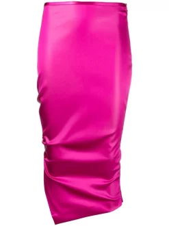 ( Nouvelle Collection ) Versace Jupe Mi-longue à Taille Haute 1PE70 FUXIA