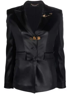 ( Nouvelle Collection ) Versace 1B000 BLACK Blazer à Détail D'épingle Femme