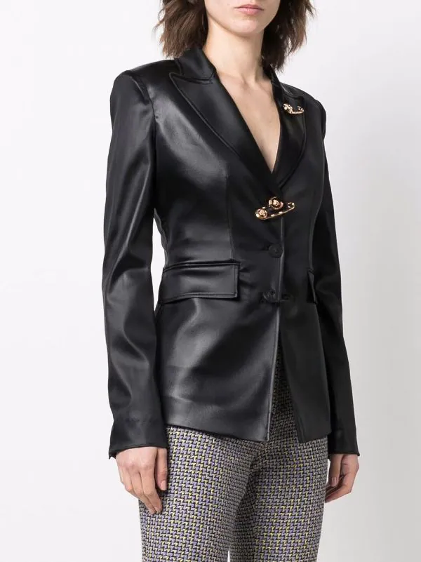 ( Nouvelle Collection ) Versace 1B000 BLACK Blazer à Détail D'épingle Femme 3 ( Nouvelle Collection ) Versace 1B000 BLACK Blazer à Détail D'épingle Femme – Image 3