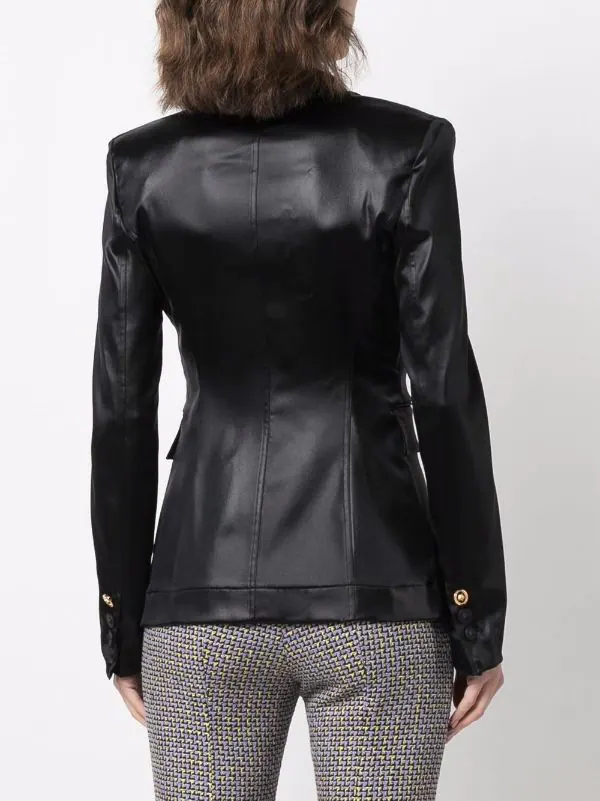 ( Nouvelle Collection ) Versace 1B000 BLACK Blazer à Détail D'épingle Femme 4 ( Nouvelle Collection ) Versace 1B000 BLACK Blazer à Détail D'épingle Femme – Image 4