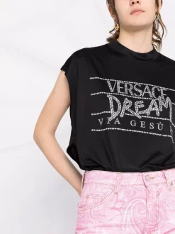 ( Nouvelle Collection ) Versace T-shirt à Logo Imprimé Femme -Pas Cher Versace Boutique 17678873 38689604 600