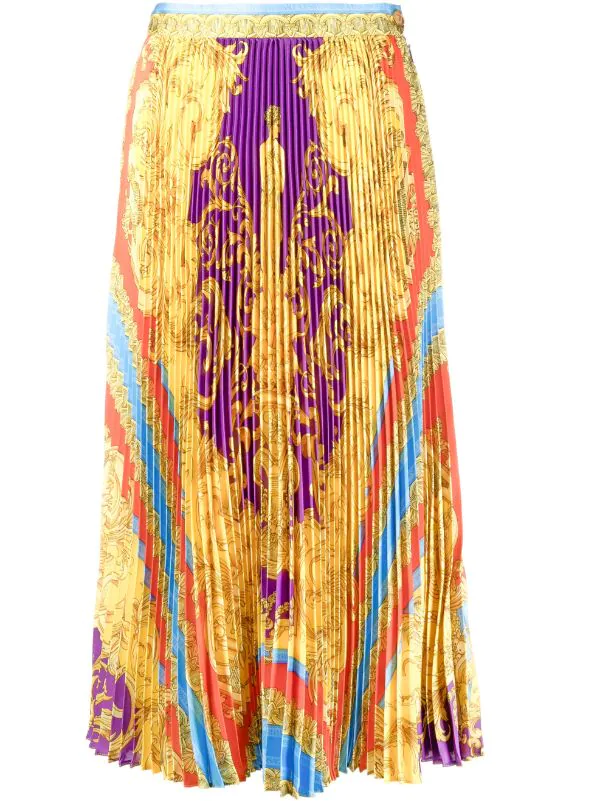 ( Nouvelle Collection ) Versace Jupe Plissée à Motif Barocco Goddess 5L290 DARK ORCHID+SUN 1 ( Nouvelle Collection ) Versace Jupe Plissée à Motif Barocco Goddess 5L290 DARK ORCHID+SUN