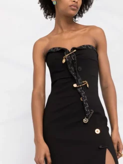 ( Nouvelle Collection ) Versace 1B000 BLACK Robe Safety-Pin à Bordure Greca Femme -Pas Cher Versace Boutique 17678880 24d08a88 1705 4fa2 a02a 8702e08e6ecf 600