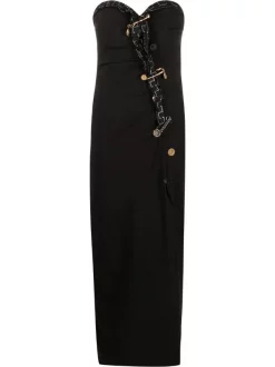 ( Nouvelle Collection ) Versace 1B000 BLACK Robe Safety-Pin à Bordure Greca Femme