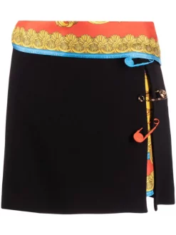 ( Nouvelle Collection ) Versace 1B000 BLACK Minijupe à Détail D'épingle Femme